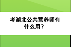 考湖北公共营养师有什么用？