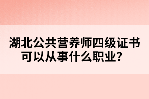 湖北公共营养师四级证书可以从事什么职业？