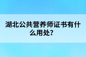 湖北公共营养师证书有什么用处？