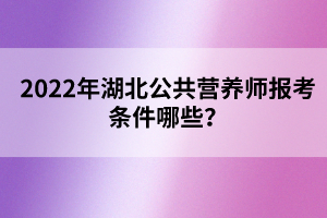 2022年湖北公共营养师报考条件哪些？